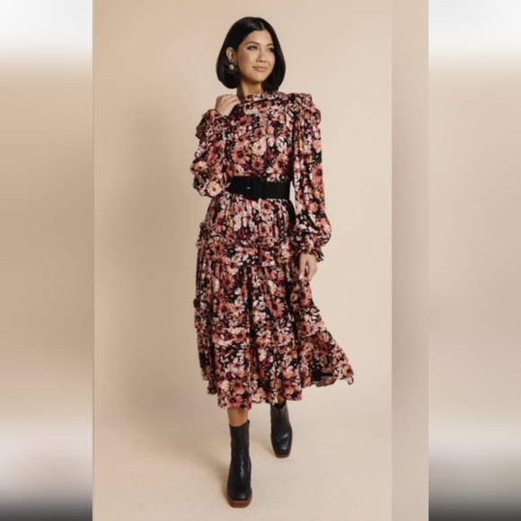 Rachel Parcell Dresses & Skirts - Rachel Parcell Floral Ruffle Long Sleeve Dress